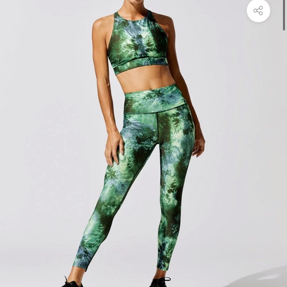 Carbon38 Pants - Carbon38 Green Tie Dye Set (Bra & Leggings)